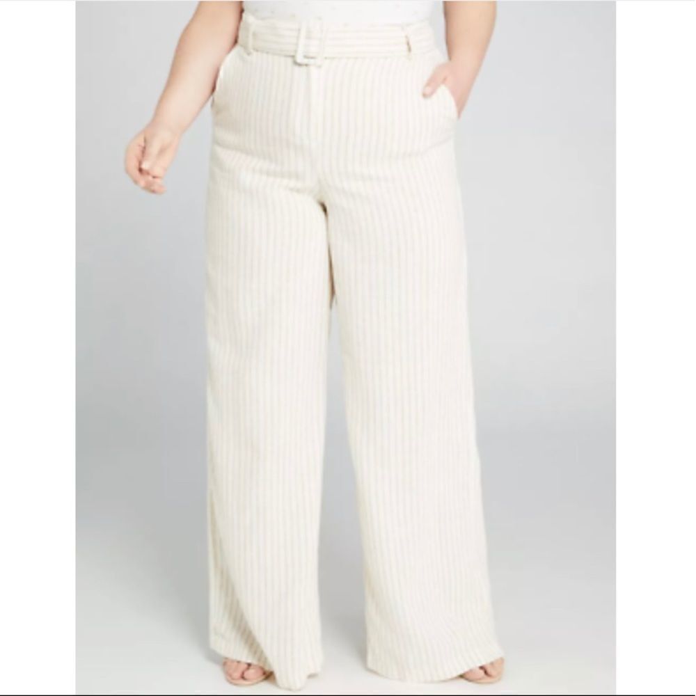 Lane Bryant Striped‎ Wide Leg Linen Pant NWT C21